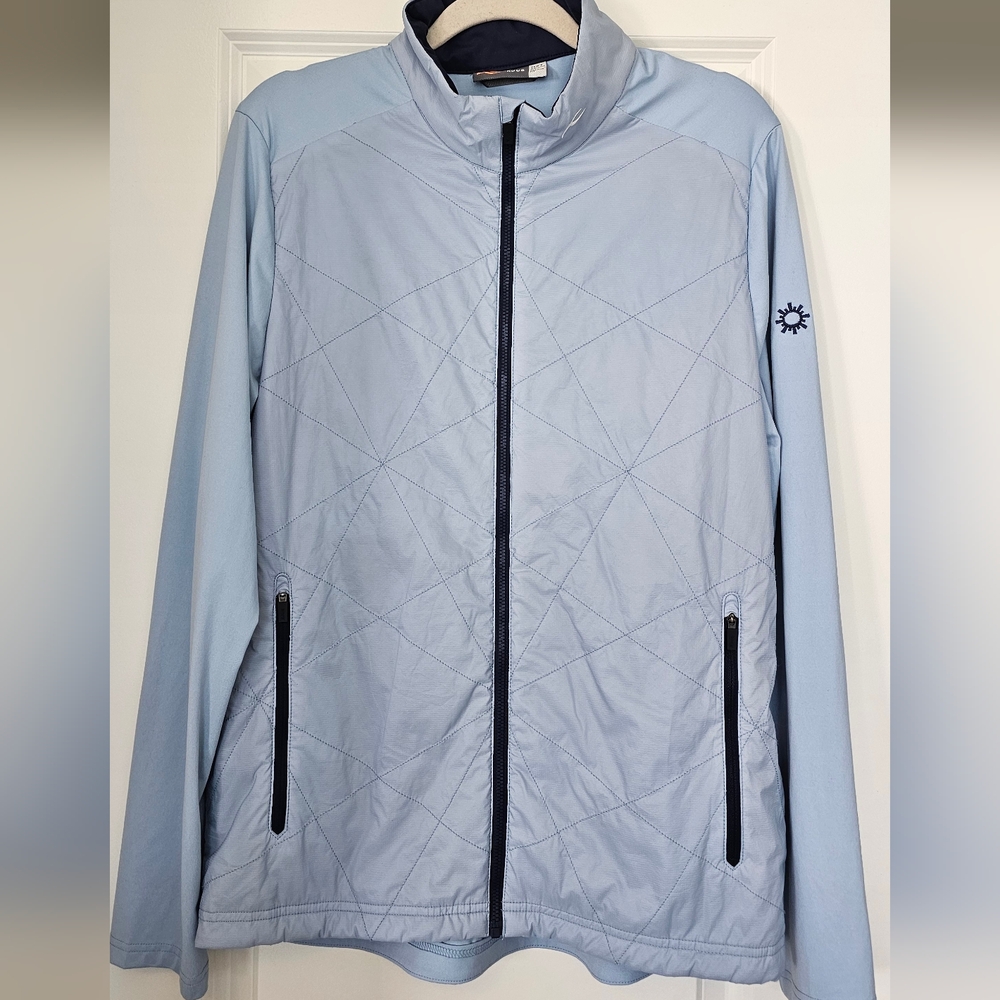 KJUS Men’s Light Blue Quilted Jacket Full Zip Stretch Performance Coat Size 52L